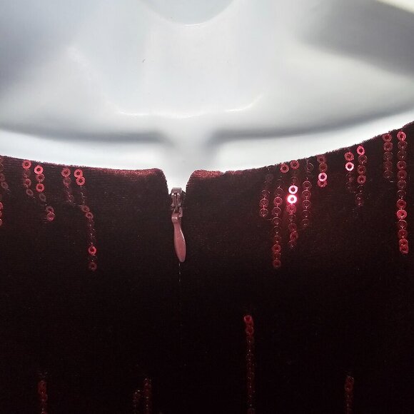 Jessica Howard Dress Burgundy Velour Sequin Cocktail Goth Shift 12P NWT - Picture 9 of 15